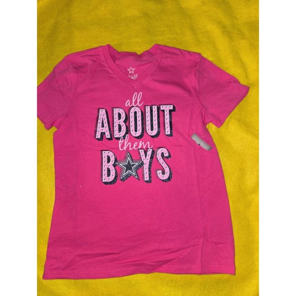 Dallas Cowboys Youth Large 12-14 Pink T-Shirt (BLOC-30)